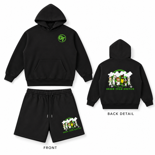 Green Team Exotics Essential Hoodie + Fleece Shorts Set — Black