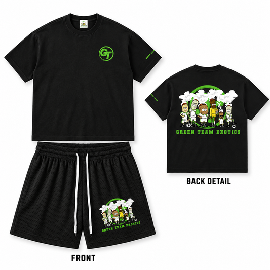 Green Team Exotics Heavyweight Tee + Mesh Shorts Set — Black