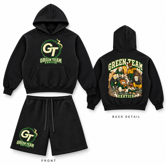 Green Team Exotics Hoodie + Shorts Set — Black